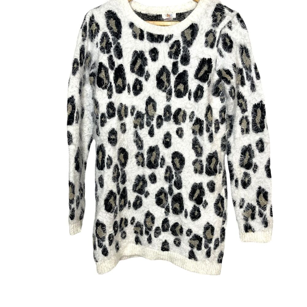 Circo Girls Leopard Print Soft Cozy Fuzzy Sweater Size XL 14/16